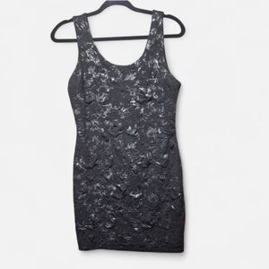 Forever 21 Black Textured Floral Mini Dress
